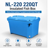 Conteneur isotherme rotomoulé moderne en LLDPE de 220 L, réutilisable, pour poubelle, transport de poissons vivants, aliments et vin