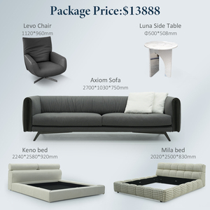 Pacchetto Completo di Arredamento Contemporaneo per Soggiorno con Divano, Poltrona, Tavolino e Libreria per Casa e <span class=keywords><strong>Hotel</strong></span> - Product Image 3