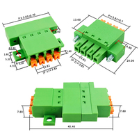Conector de panel con brida de perfil bajo y abrazadera de resorte de 3.81mm de paso, conector macho-hembra, juego completo de bloque de terminales en línea 2-24P