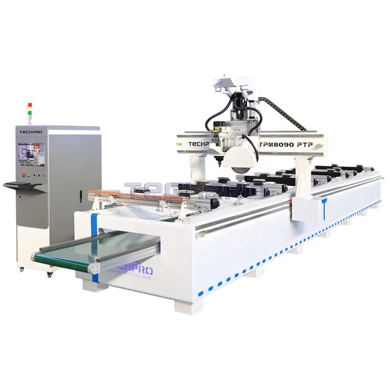 Techpro CNC Machine PTP 3 Axis ATC CNC Router With Table Saw Blade CNC Drilling Boring Head For sale