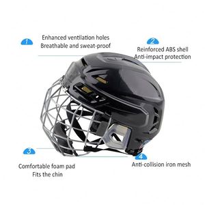Casque de hockey de protection couleur unie avec visière personnalisée de haute qualité 2026 et conception modulaire en fil d'acier - Product Image 2