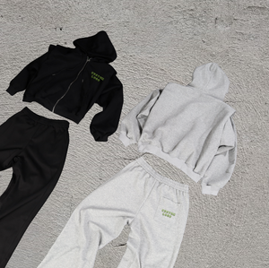 Personalizado en blanco Zip Up Hoodie Joggers Baggy Fleece algodón Pantalones de chándal y Sudadera con capucha Conjunto 450gsm Bordado Logo Chándales para los hombres - Product Image 3