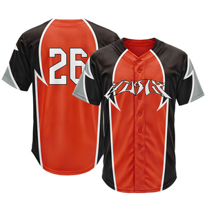 Camiseta de Béisbol con Bloques de Color para Hombre, Personalizada, con Botones, Manga Corta, Letra Bordada, Transpirable, para Entrenamiento Deportivo - Product Image 1