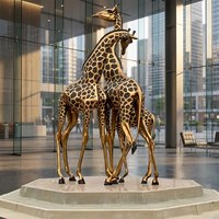Statue de girafe élégante en bronze poli, sculptée à la main par procédé de fonte à la cire perdue, sculpture de faune, figurine de mascotte tendance
