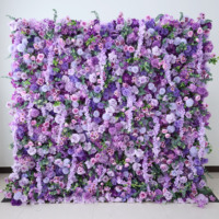 A14 Fleur artificielle enroulable à base de tissu, panneau mural, violet foncé, rose, fond de mur pour décoration de mariage