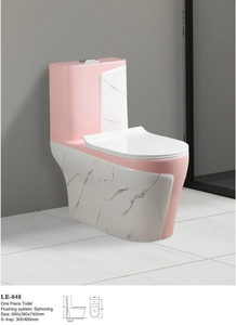 Cuvette de toilette monobloc moderne en céramique, à poser au sol, pour salle de bain de villa ou <span class=keywords><strong>d</strong></span>'hôtel, facile à nettoyer, finition marbre rose, siphon à <span class=keywords><strong>jet</strong></span> S-Trap - Product Image 3