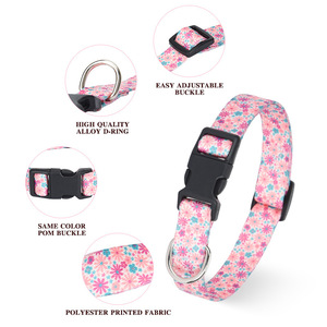 Großhandel Schnelle Lieferung Verstellbares Weiches Hundehalsband mit Blumendruck Pink Mehrfarbig Niedliche Muster für XS Klein Mittel Groß in 6 Farben - Product Image 3