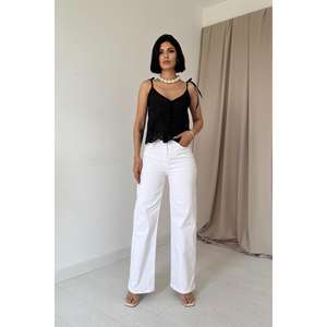 Blusa Negra con Cordones y Cuello Halter para Mujer, Estilo Bohemio, Transparente, para Uso Diario - Product Image 3