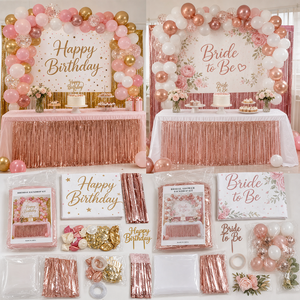 Kit de décoration personnalisé en plastique pour événements et fêtes : bannière de fond, ballons pour anniversaire, enterrement de vie de jeune fille, douche nuptiale - Origine Chine - Product Image 3