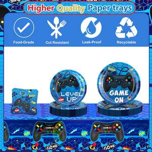 Set de Decoración para Fiesta de <span class=keywords><strong>Cumpleaños</strong></span> de Videojuegos, Decoración para Fiesta de Videojuegos, Platos, Servilletas, Globos, Mantel, Artículos para Fiesta - Product Image 6