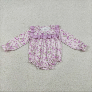 Combinaison à volants pour bébé fille, imprimé fleurs violettes, Little Kids LR2624 - Product Image 5