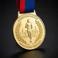 Médailles de course personnalisées avec ruban et cordon, ensemble de récompenses en métal pour marathon, 5K, 10K