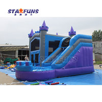 Château gonflable bleu pour enfants à vendre, château gonflable commercial avec toboggan aquatique, château de saut gonflable
