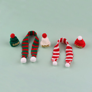 Écharpe et bonnet en laine tricotée gaufrée pour mini-poupée, accessoire de Noël, décoration DIY pour bouteille de vin, tissu doux, lavage à la main uniquement - Product Image 1