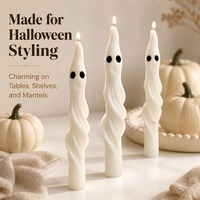 Bougie Pilier Fantôme Vintage Halloween Fantaisie, Parfumée aux Fruits, en Cire de Soja Blanche, Non Toxique, Écologique, dans un Pot en Fer Blanc