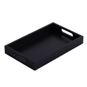 Japanese Style Black Wooden Serving <b>Tray</b> Rectangular Solid Wood <b>Tea</b> <b>Tray</b> Hotel Coffee Use - Product Image 5