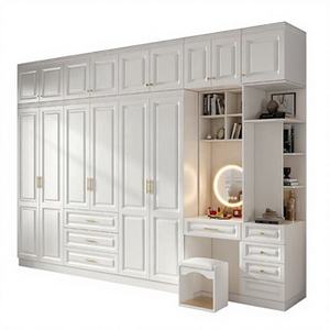 Armario de Dormitorio Moderno Nórdico, Armario de Almacenamiento de <span class=keywords><strong>Ropa</strong></span>, Armario de Pared Blanco con Cajones y Mesa de Maquillaje - Product Image 2