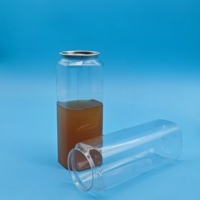 Bouteilles carrées populaires en plastique PET de 500 ml pour jus et bière avec couvercle facile à ouvrir, bouteilles de soda et de boissons transparentes vides en plastique, canettes faciles à ouvrir
