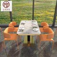 Chine hôtel cafétéria moderne café occidental café commercial marbre carré Restaurant meubles design table et chaises ensemble