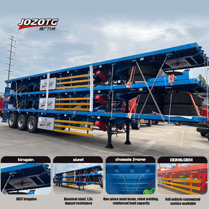 JOZOTG 3 4 <span class=keywords><strong>essieux</strong></span> 30 50 tonnes 20 pieds 40 pieds Suspension pneumatique à pneu unique Essieu avant élévateur semi-<span class=keywords><strong>remorque</strong></span> à plat pour l'Arabie saoudite - Product Image 1