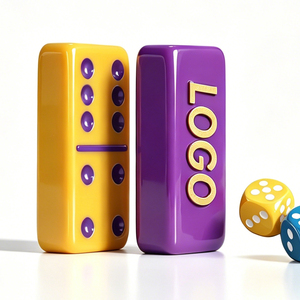 Jeu de dominos en résine bicolore avec logo personnalisé, écologique, pour jeux de table/voyage/fêtes et cadeaux promotionnels - Product Image 1