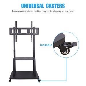 Chariot <span class=keywords><strong>TV</strong></span> universel à levage libre 32-65 pouces pour téléviseurs LED LCD Plasma avec roulettes mobiles et étagère AV réglable, <span class=keywords><strong>support</strong></span> pour caméra - Product Image 6