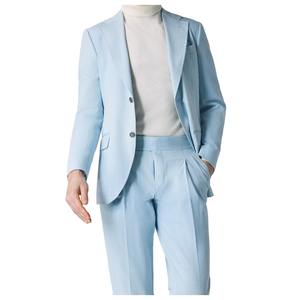 Presa di fabbrica stile italiano con perline doppio petto con cerniera Flat Front Plus Size traspirante tessuto pettinato abito da <span class=keywords><strong>uomo</strong></span> per - Product Image 4