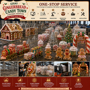 Lanterne géante en forme de maison en pain d'épices pour marché de Noël et carnaval des fêtes - Product Image 4