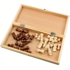 Boîte cadeau en bois de luxe en gros, boîte de rangement en bois de haute qualité, boîte de rangement en bois pliable portable, jeux d'échecs internationaux - Product Image 4