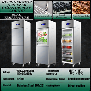 2-door Stainless Steel 304/201 Refrige Chiller Commercial Upright Refrigerator for Professional Kitchen - Product Image 3