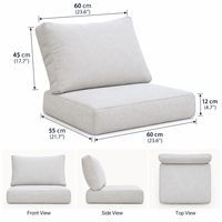 Ensemble de coussins pour chaise de salle à manger extérieure Vanilla Mid Century, tressé, résistant et confortable, avec bordure en forme de boîte, pour Brasserie Rooftop Loggia Alfresco