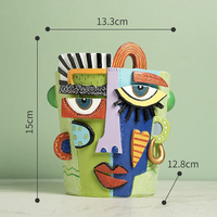 Pot de fleurs en résine coloré style Picasso, motif visage abstrait, pour décoration moderne de la maison, vase tête unique en résine, pot de fleurs de jardin