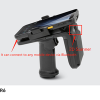 Lecteur RFID UHF longue portée 20m, compatible Android/iOS, scanner de codes-barres 1D/2D pour la logistique d'entrepôt et la gestion du bétail