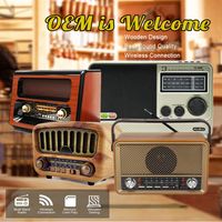 Prix de gros 2025 NS-8109Bt NNS 8189 Portable Vintage Antique Bois Radio domestique sans fil avec prise en charge de la carte USB SD TF