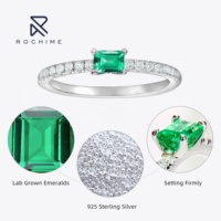 Rochime dainty lab bague émeraude adulte s925 argent plaqué Rhodium bijoux pour femmes