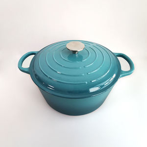 <span class=keywords><strong>Cocotte</strong></span> <span class=keywords><strong>ronde</strong></span> <span class=keywords><strong>en</strong></span> <span class=keywords><strong>fonte</strong></span> émaillée de couleur personnalisable avec couvercle à poignée incurvée et nervures, polyvalente pour ragoûts et braisages - Product Image 2