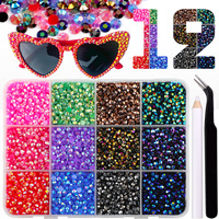 Lot de 12 grilles de strass plats colorés de 3 mm pour nail art, pierres en résine pour ongles, artisanat DIY, coffret cadeau, décorations