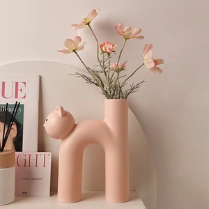Wholesale Nordic Creative <strong>Cat</strong> Shape Ceramic <strong>Vase</strong> for Home Living Room Decoration - Product Image 3