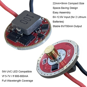 Carte de commande UVC Buck de 22 mm |   Entrée 3.7V-4.2V, sortie 6V 700mA |   Compatible avec les LED 5W 255/275/295/310/340nm |   <span class=keywords><strong>2</strong></span> lampes LED au lithium - Product Image 6