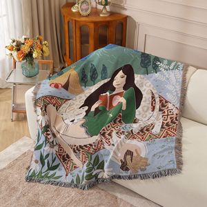 <span class=keywords><strong>Tapisserie</strong></span> murale jacquard en coton tissé, motif floral léopard des neiges afghan, moderne, écologique, artistique, pour lecture, style boutique - Product Image 6