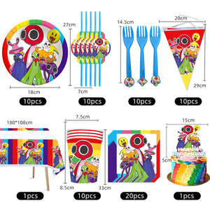 Décorations de fête d'anniversaire pour enfants, jeu Rainbow Friends, vaisselle jetable, gobelets, assiettes, serviettes, ballons, fournitures pour baby shower - Product Image 4