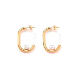 Pendientes de Perlas de Acero Inoxidable 316L con Baño de Oro PVD, Diseño de Aro Resistente y Sostenible - Product Image 2