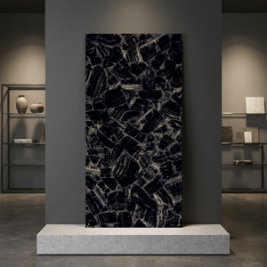 Casa Black 600x1200mm Glossy Marble Look Porcelain Floor and Wall Tiles Premium Surface Finish - Product Image 2