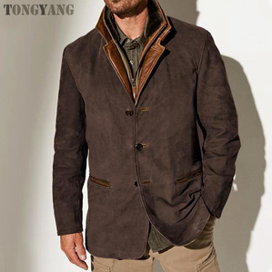 TONGYANG Retro Lapel Men's <strong>Coat</strong> Autumn and Winter Men's Casual Classic Button <strong>Coat</strong> Fashion Slim England <strong>Zipper</strong> Men's <strong>Coat</strong> - Product Image 2