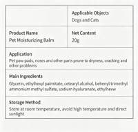 Baume pour pattes d'animaux – Soin des griffes à la glycérine pour chats et chiens – Crème hydratante facile à utiliser, nourrissante et protectrice pour pattes sèches et gercées – Longue durée