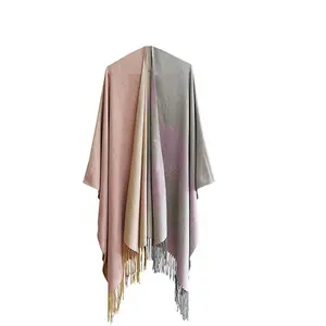 coat blazer shawl Suppliers-High Quality Warm Cape Poncho Shawl Classical Plaid Tassel Winter Poncho Shawl Women