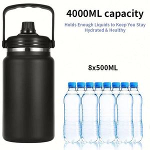 Nouvelle Bouteille Isotherme en Acier Inoxydable Grande Capacité 128 oz (3,8 L) avec Poignée et Paille pour Camping et Voyage - Modèle 2026 - Product Image 2