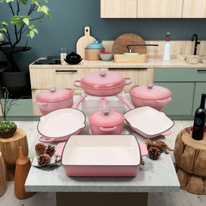 Ensemble de Cuisson <span class=keywords><strong>en</strong></span> <span class=keywords><strong>Fonte</strong></span> Émaillée Design Moderne de Qualité Supérieure, Casseroles <span class=keywords><strong>en</strong></span> Métal et Cocottes <span class=keywords><strong>pour</strong></span> Cuisinière à Gaz, Vente <span class=keywords><strong>en</strong></span> Gros Fabricant d'Ustensiles de Cuisine - Product Image 2
