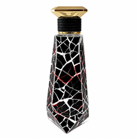 Flacon de parfum élégant en verre bleu mat à motif craquelé 100 ml, atomiseur vide avec sérigraphie et marquage à chaud