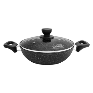 Poêle Wok à fond à induction à deux poignées antiadhésive en aluminium Marden de qualité supérieure avec couvercle en verre-Poêle Wok personnalisée de 22 cm de BD - Product Image 5